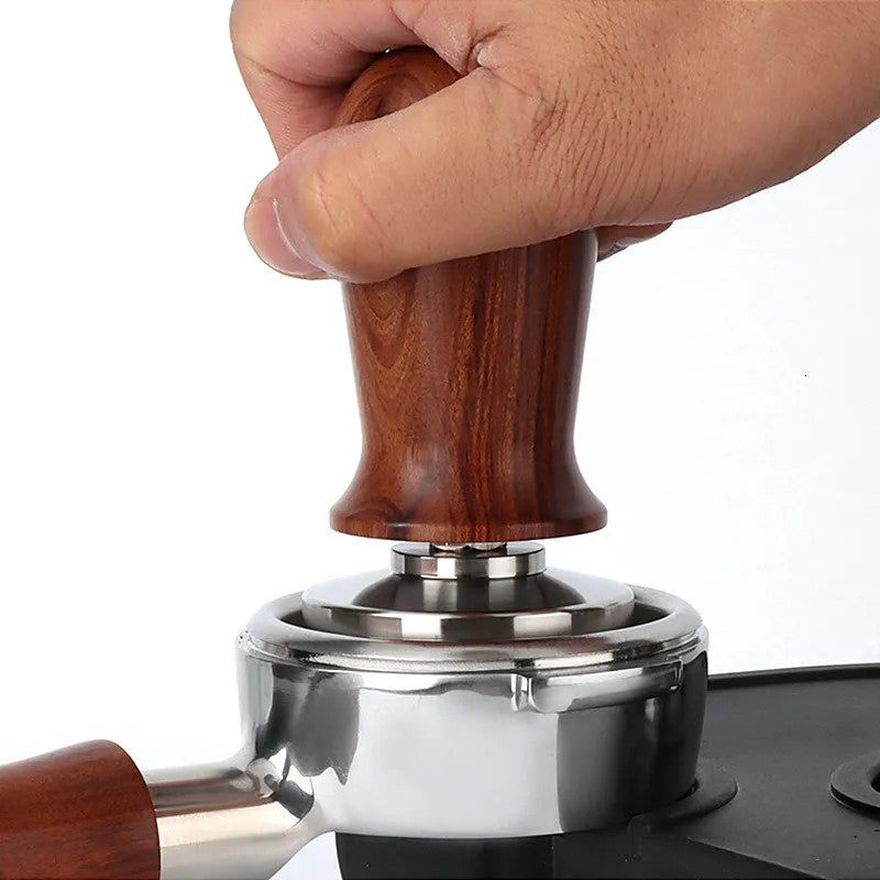 Calibrated Spring Coffee Tamper with Stainless Steel Base and Wooden Handle 58mm