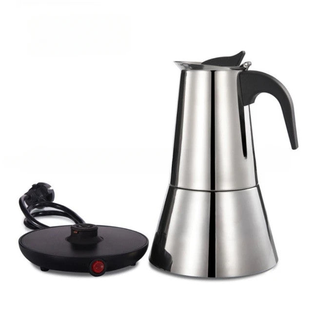 Electric Moka Pot stainless steel Electric Moka Express Coffee Maker 6-Cup 300ML