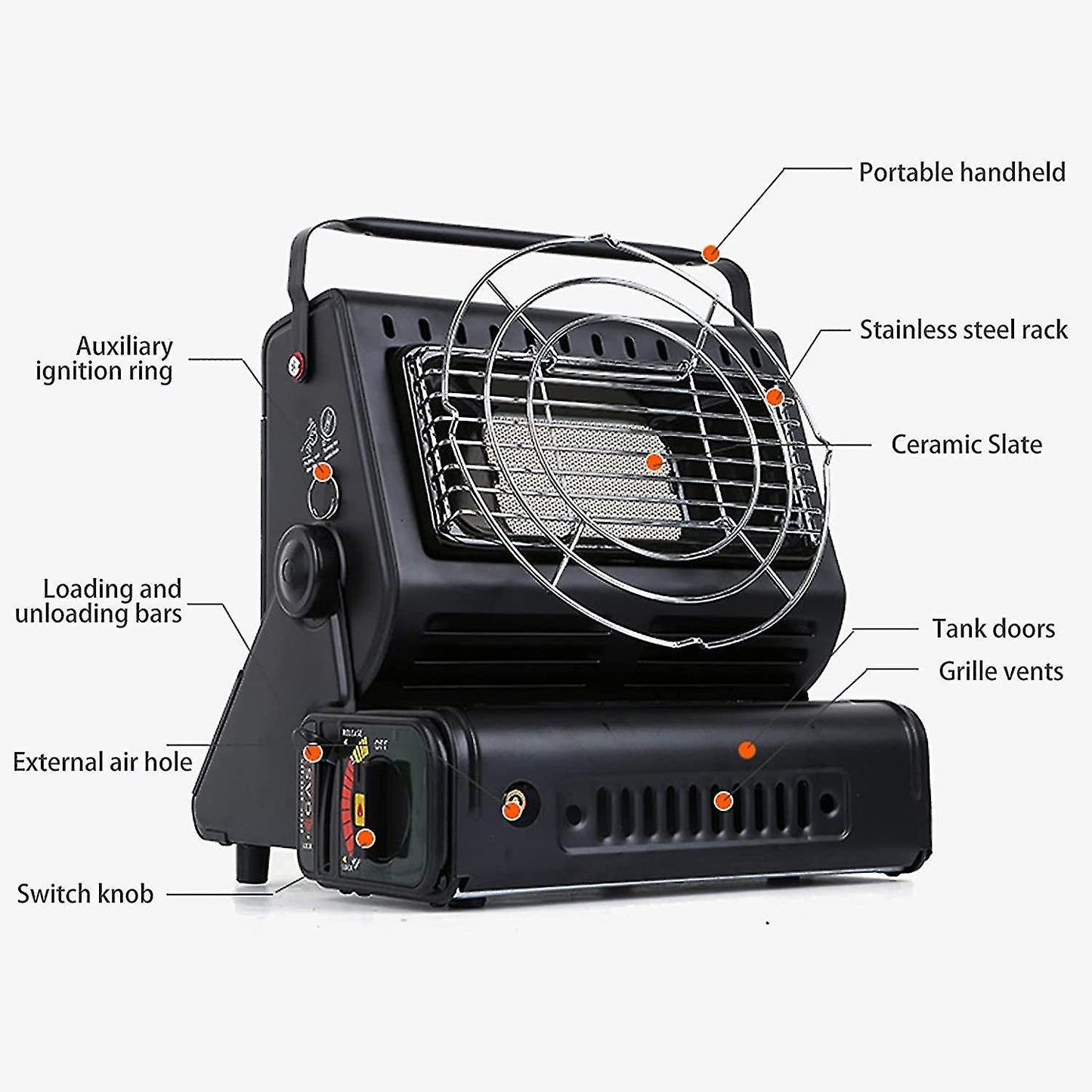 Portable Outdoor Gas Heater & Cooker Stove 2-in-1 Camping Heater with Grill