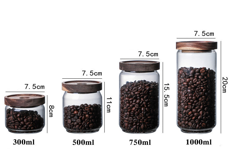 750ML Glass Canister with Wooden Lid