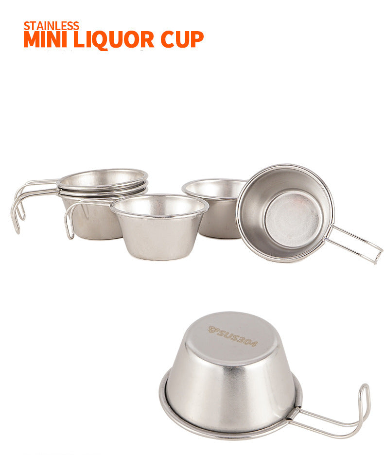 Compact Camping Stainless Steel Cup with Carry Bag 50ML 4PCS Set