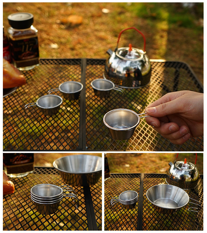 Compact Camping Stainless Steel Cup with Carry Bag 50ML 4PCS Set