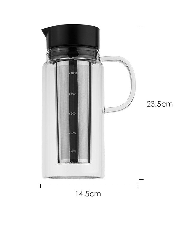 Glass Cold Brew Coffee Maker with Re-Usable Stainless-Steel Filter 1L