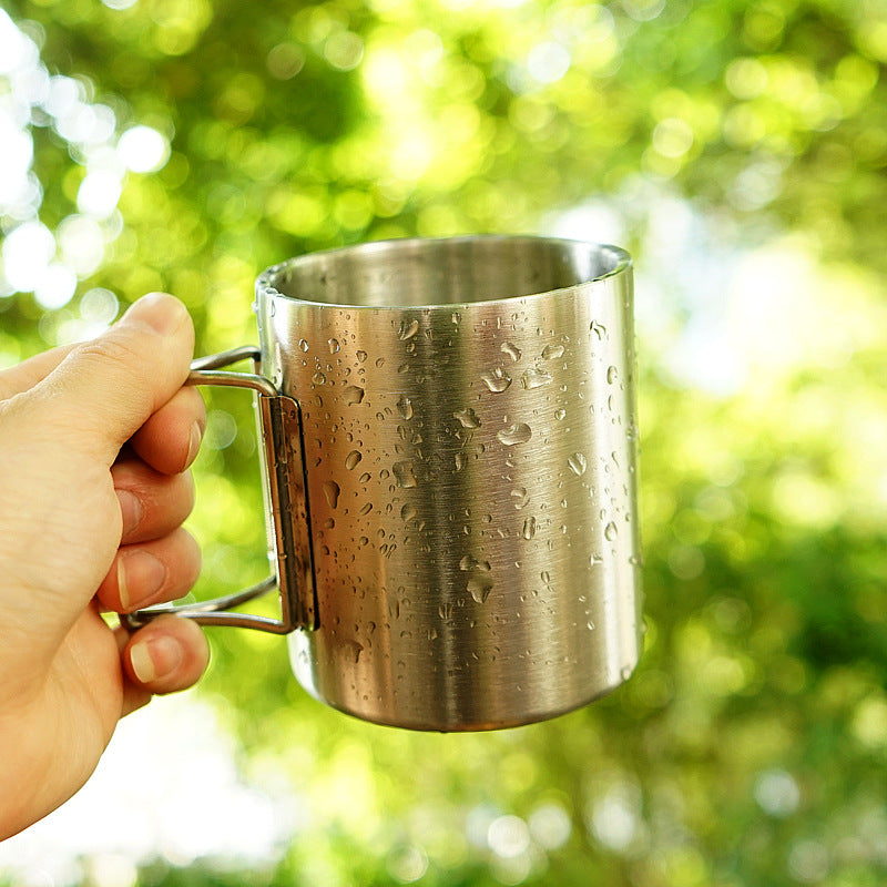 Camping Insulation Mug Portable Double Layer Outdoor Stainless Steel 350ML