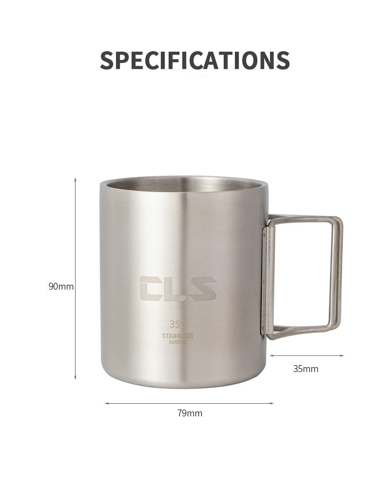 Camping Insulation Mug Portable Double Layer Outdoor Stainless Steel 350ML