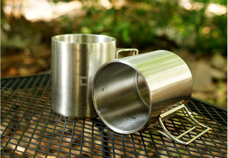 Camping Insulation Mug Portable Double Layer Outdoor Stainless Steel 350ML