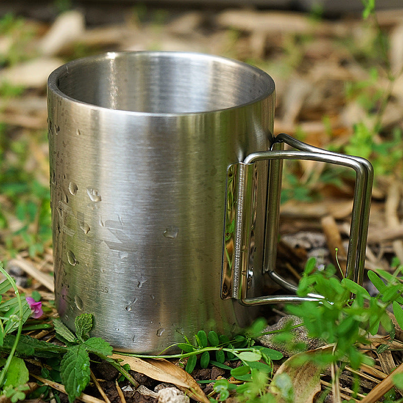 Camping Insulation Mug Portable Double Layer Outdoor Stainless Steel 350ML