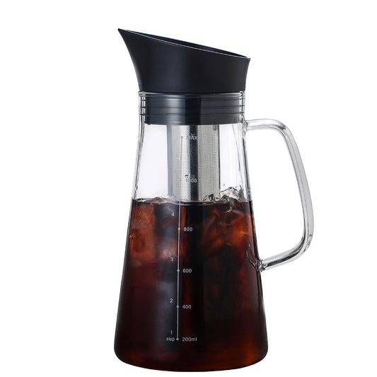 Glass Cold Brew Coffee Maker with Re-Usable Stainless-Steel Filter -- 1L