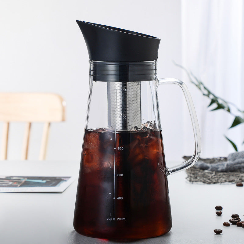 Glass Cold Brew Coffee Maker with Re-Usable Stainless-Steel Filter -- 1L