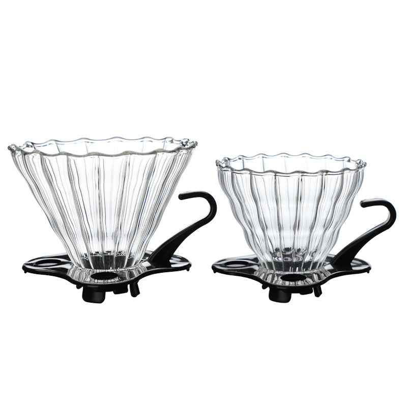 Large V60 Glass Pour Over Coffee Maker with Plastic Holder – 4 Cups