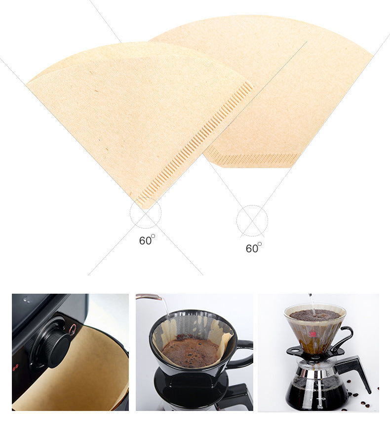 V60 Unbleached Coffee paper Filter V01, V-shaped Brown Paper Filters 1-2 Cup