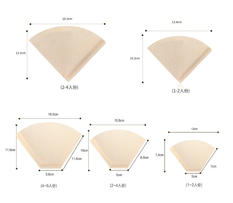 V60 Unbleached Coffee paper Filter V01, V-shaped Brown Paper Filters 1-2 Cup