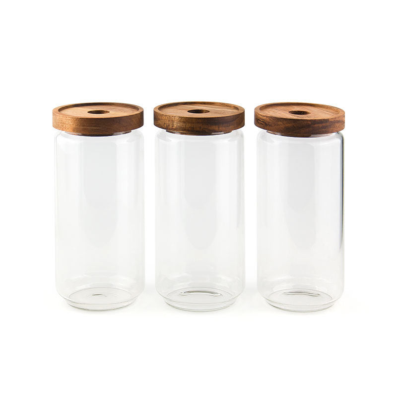 750ML Glass Canister with Wooden Lid