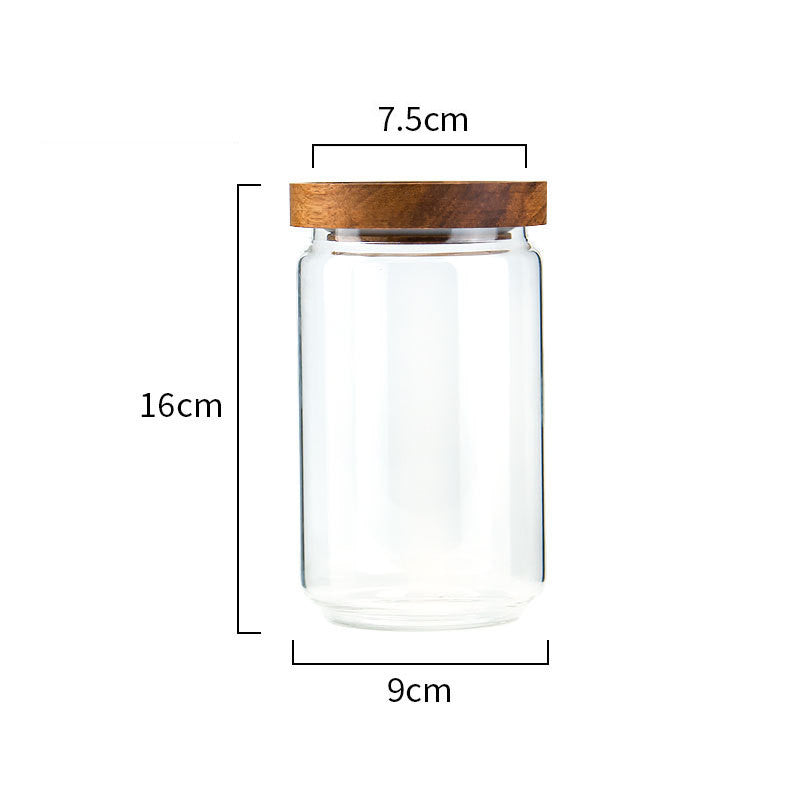 750ML Glass Canister with Wooden Lid