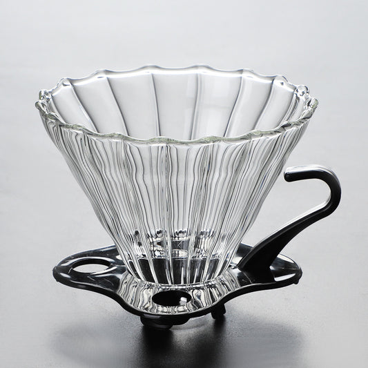 Large V60 Glass Pour Over Coffee Maker with Plastic Holder – 4 Cups