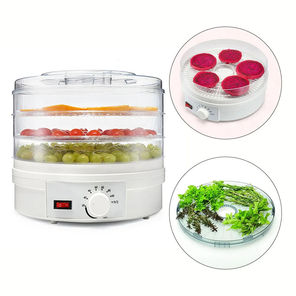 Electric Food Dehydrator Portable Fruit Vegetable Dryer Machine White