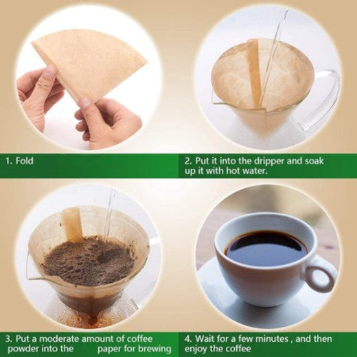 V60 Unbleached Coffee paper Filter V01, V-shaped Brown Paper Filters 1-2 Cup