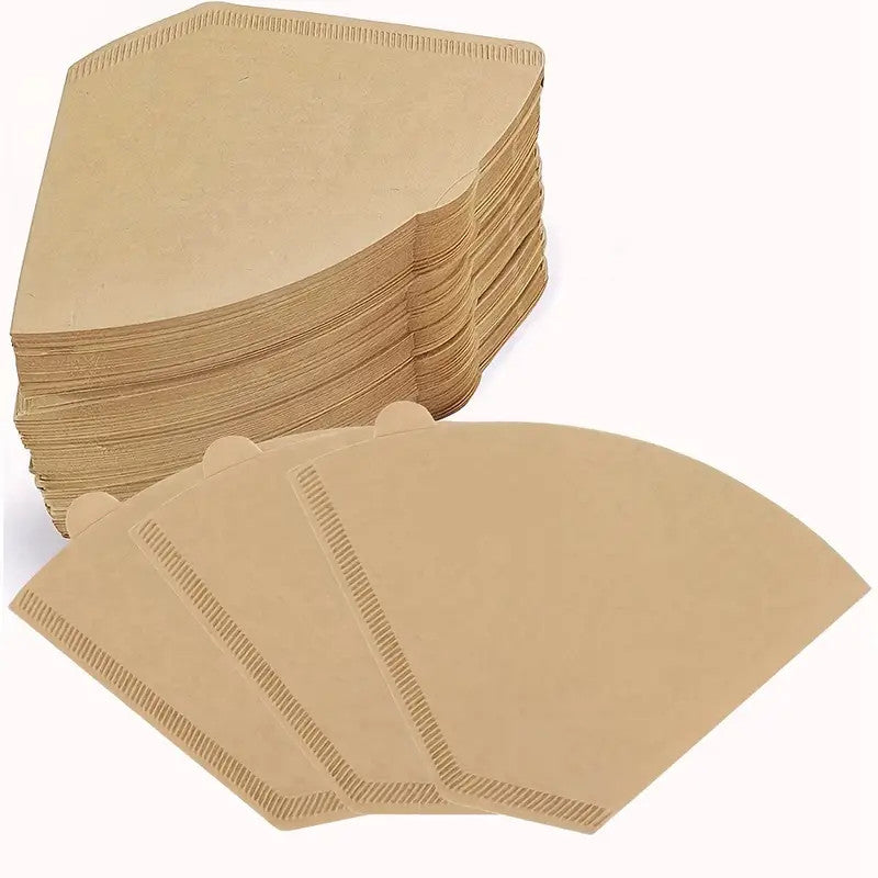 Unbleached Coffee paper Filter, Fan-shaped Brown Paper Pour Over Filters 2-4 Cup