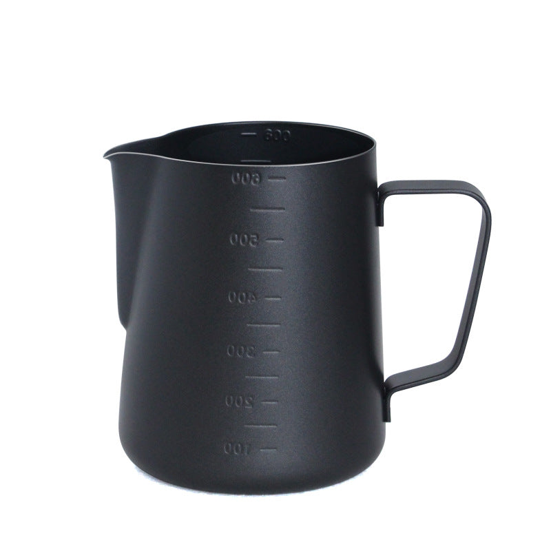 Milk Frothing Jug Stainless Steel Teflon Black 600ML