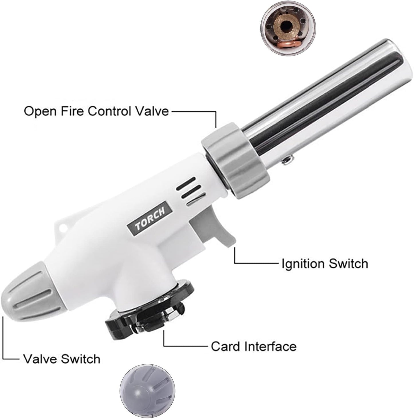 Multi-Purpose Butane Gas Torch - Adjustable Flame for BBQ, Baking, and Outdoor Use