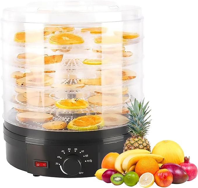 Electric Food Dehydrator Portable Fruit Vegetable Dryer Machine Black