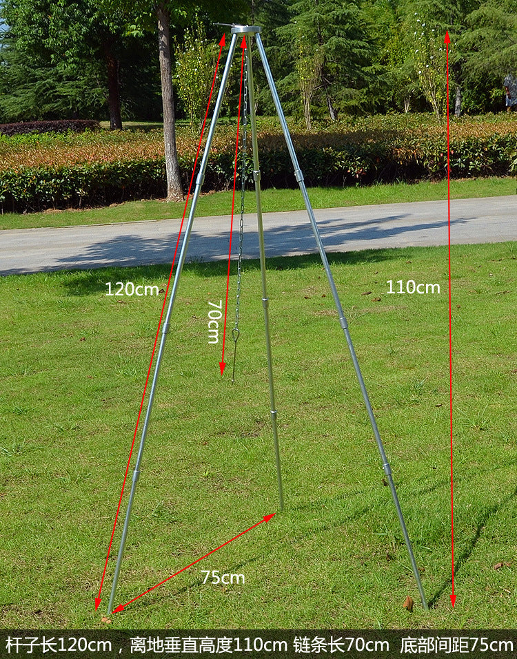 1.1M Camping Tripod Portable Aluminum Triangle Support Bonfire Frame Silver