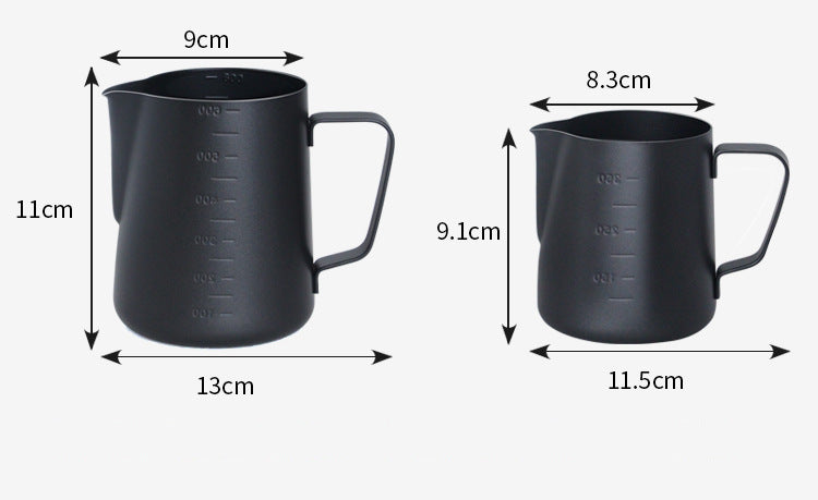 Milk Frothing Jug Stainless Steel Teflon Black 600ML