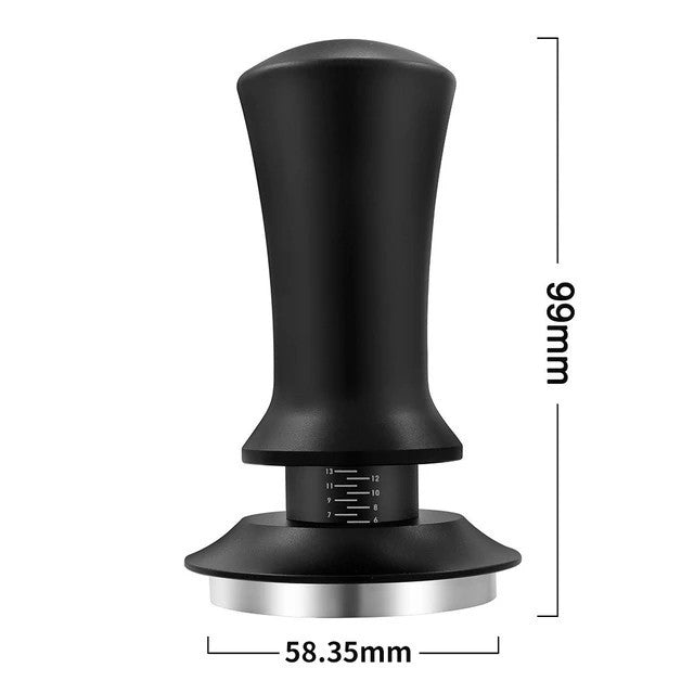 Coffee Tamper Adjustable Height with Scale Springs Calibrated Tamping Black 58mm