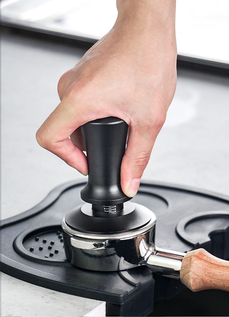 Coffee Tamper Adjustable Height with Scale Springs Calibrated Tamping Black 58mm