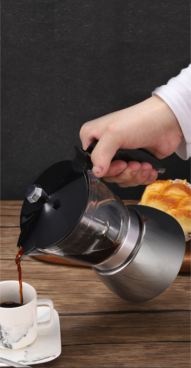 Glass Top Stainless Steel Moka Pot 380ML