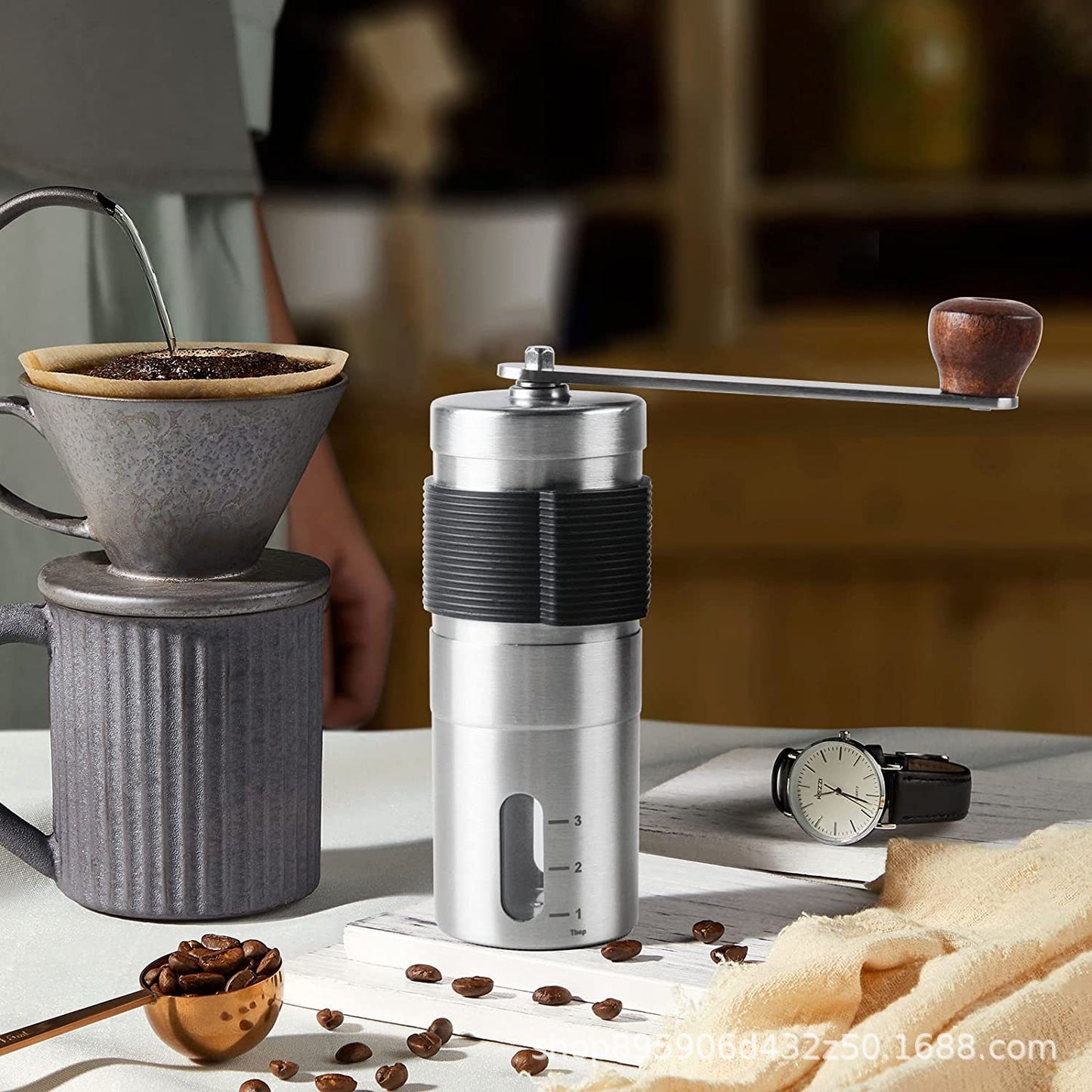 Manual Coffee Grinder Stainless Steel with ceramic Burr Grinder Mill