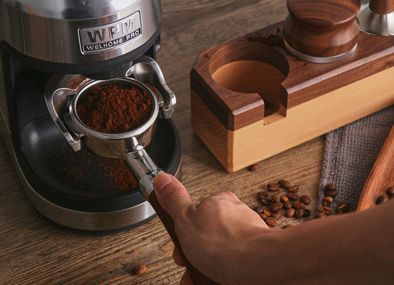 Wooden Coffee Tamper Station and Portafilter Holder for 58MM Walnut Wood