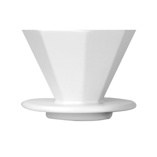 Small White Ceramic Pour Over V60 Coffee Dripper – Octagon Design 2 cups