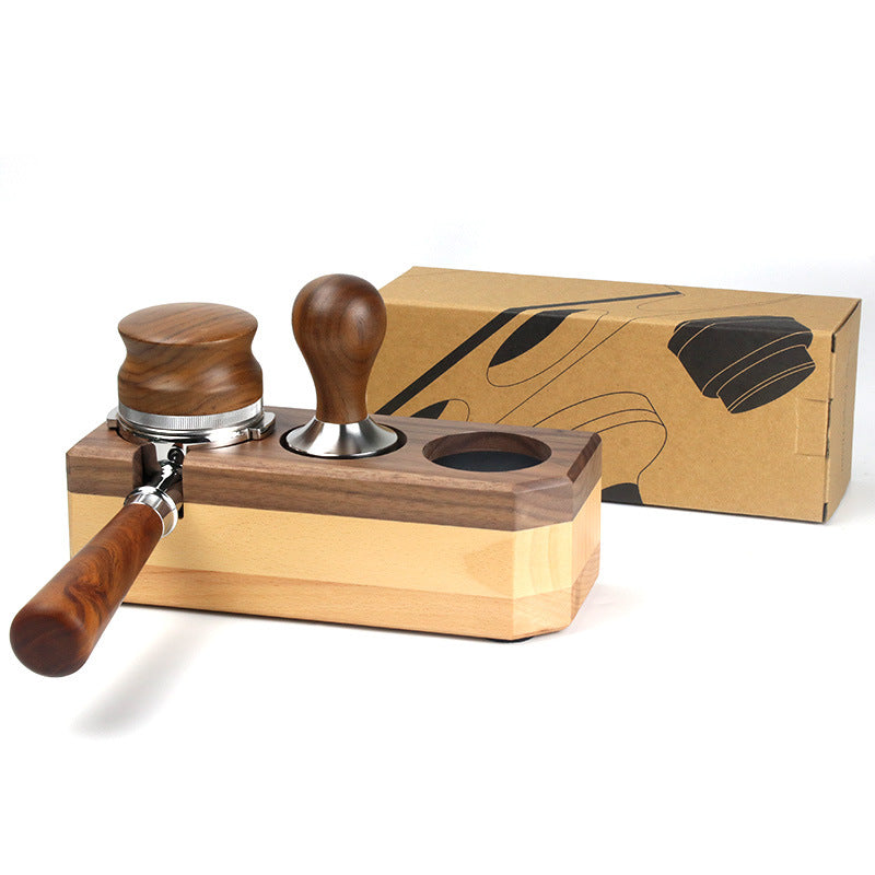 Wooden Coffee Tamper Station and Portafilter Holder for 58MM Walnut Wood