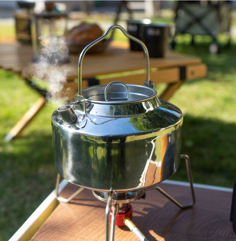 Camping Hanging Water Coffee Pot Stainless Steel Outdoor Kettle 1.2L