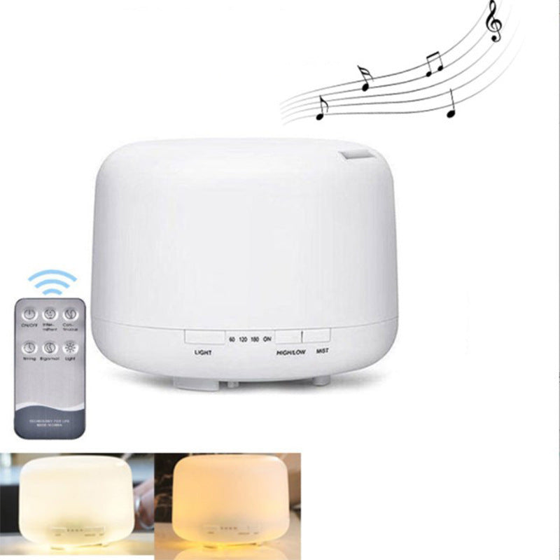 Aroma Diffuser with Remote Control Bluetooth Speaker Nightlight 500ML White