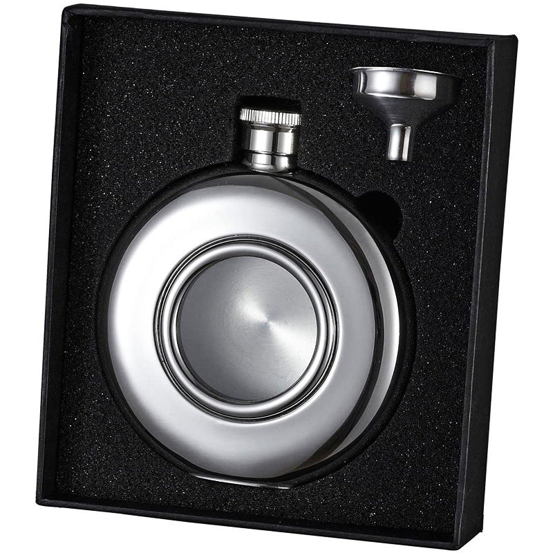 Rounded Shape Hip Flask Stainless Steel with Hollowed-out Glass 150ML