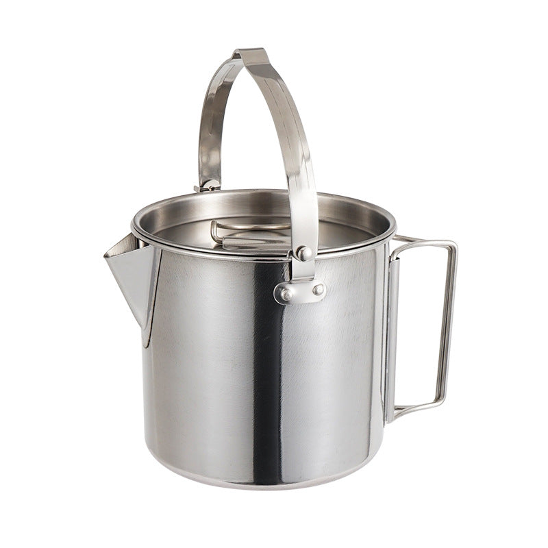 Portable Stainless Steel outdoor Kettle Camping Hanging Water Coffee Pot-1.2L