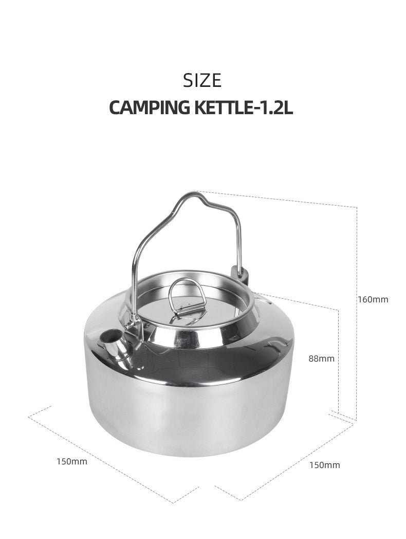 Camping Hanging Water Coffee Pot Stainless Steel Outdoor Kettle 1.2L