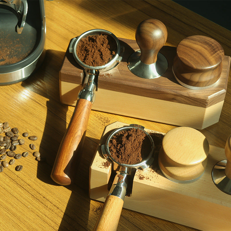 Wooden Coffee Tamper Station and Portafilter Holder for 58MM Walnut Wood