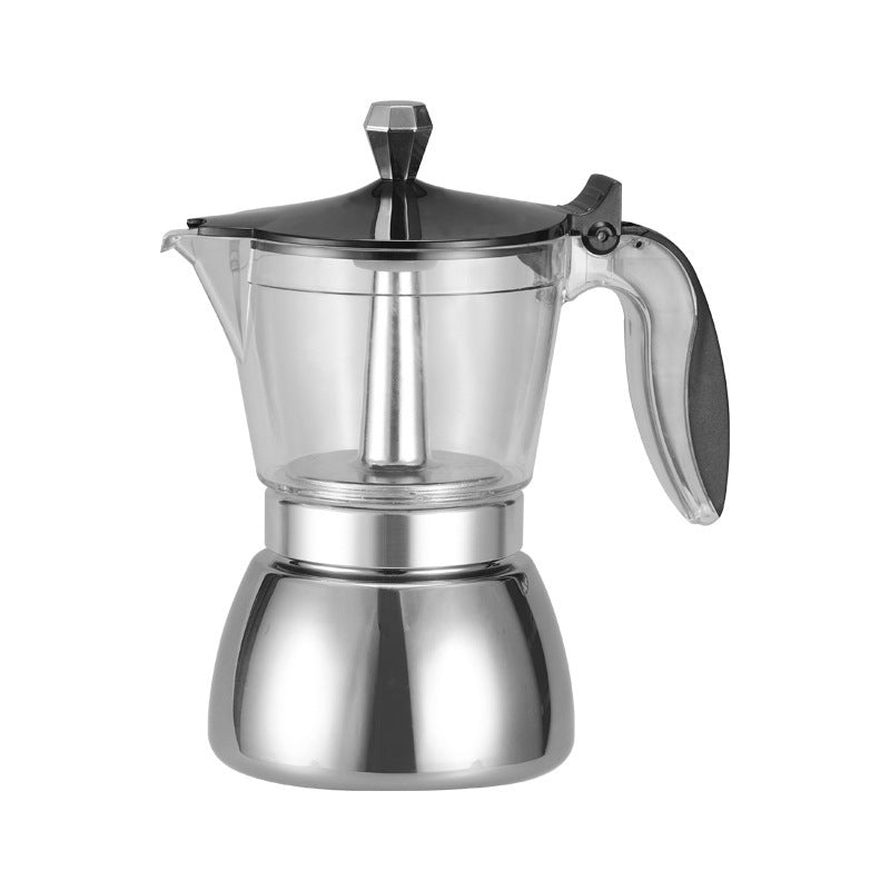 Glass Top Stainless Steel Moka Pot 380ML