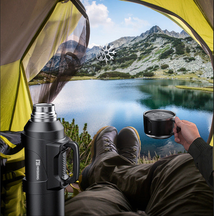 4L Insulated Water Bottle Stainless Steel Travel Jug Black