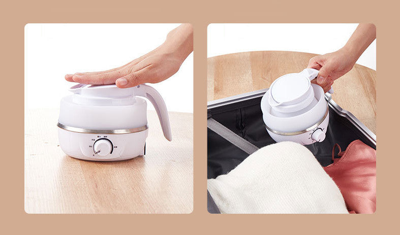 600ml Portable Travel Electric Kettle Foldable Silicone hot water kettle White