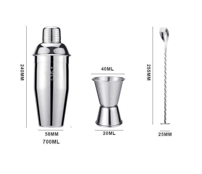 Premium Cocktail Shaker Set of 3 Stainless Steel 700ml