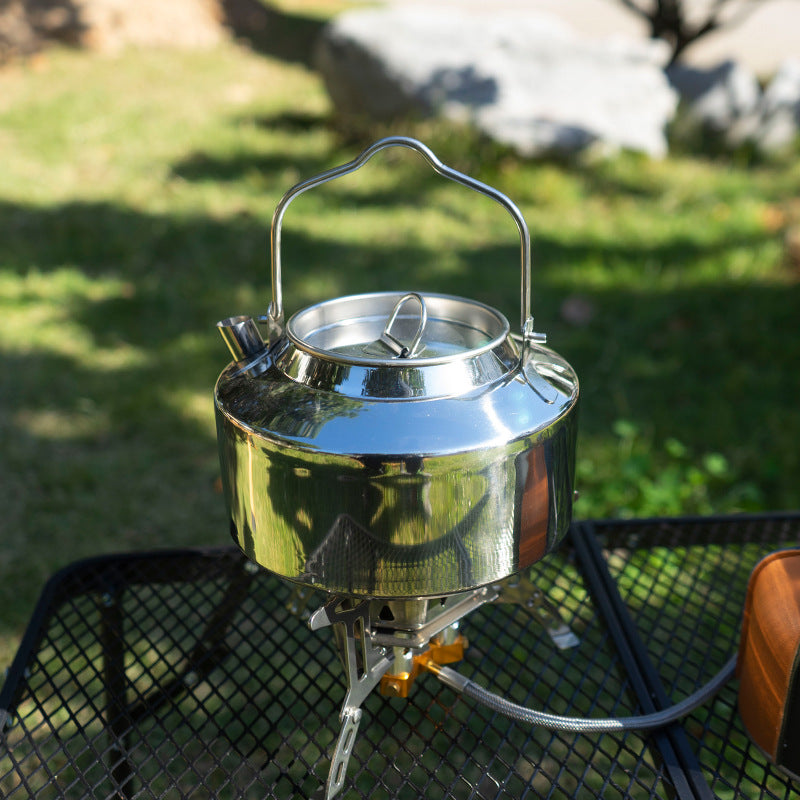 Camping Hanging Water Coffee Pot Stainless Steel Outdoor Kettle 1.2L