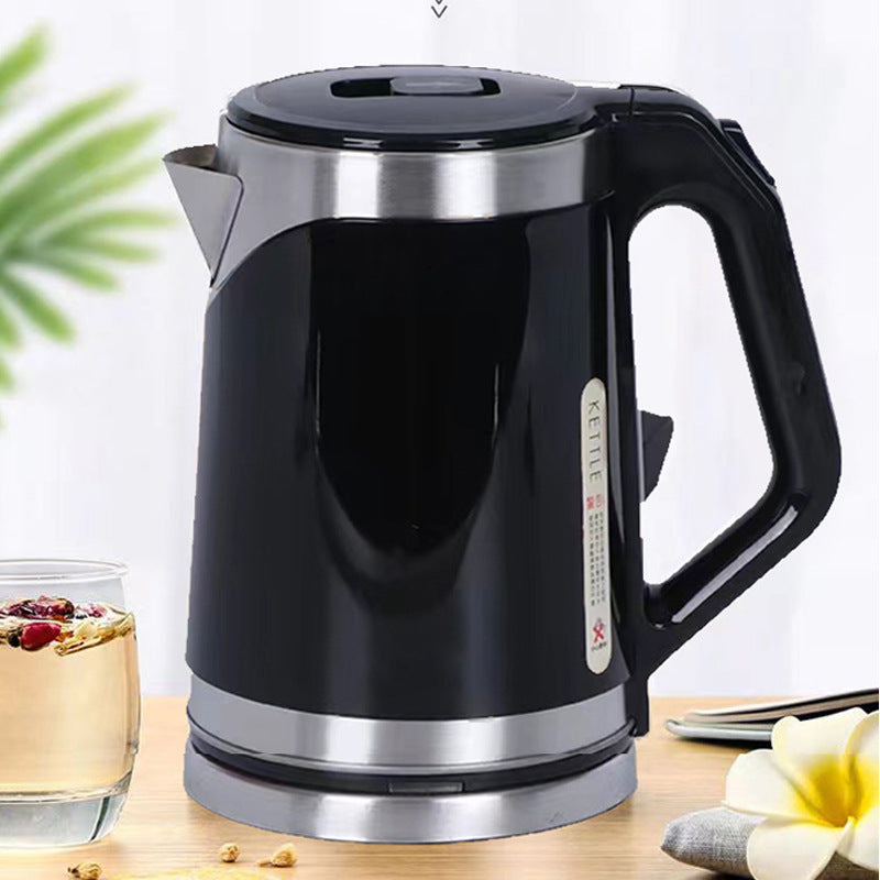 2L Double Layer Electric Kettle Cordless Stainless Steel Black 1500W