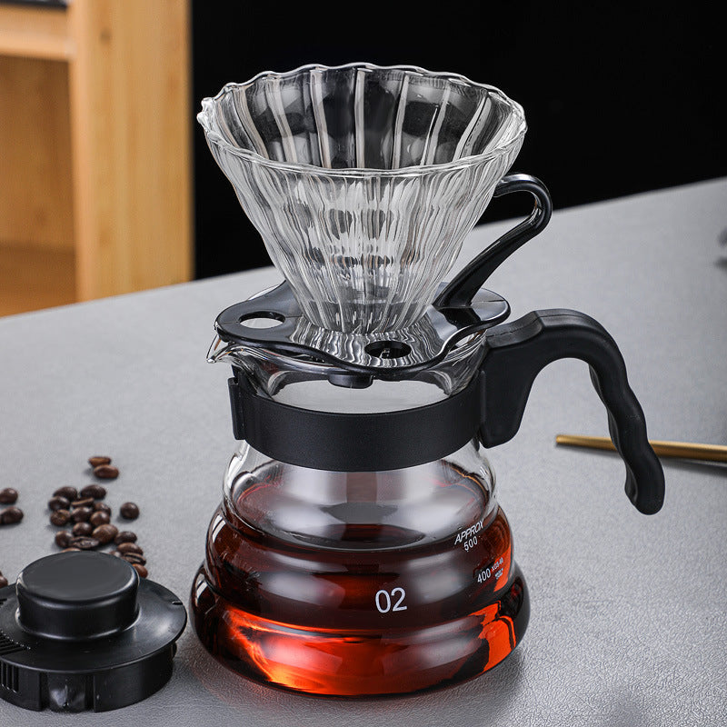 Large V60 Glass Pour Over Coffee Maker with Plastic Holder – 4 Cups