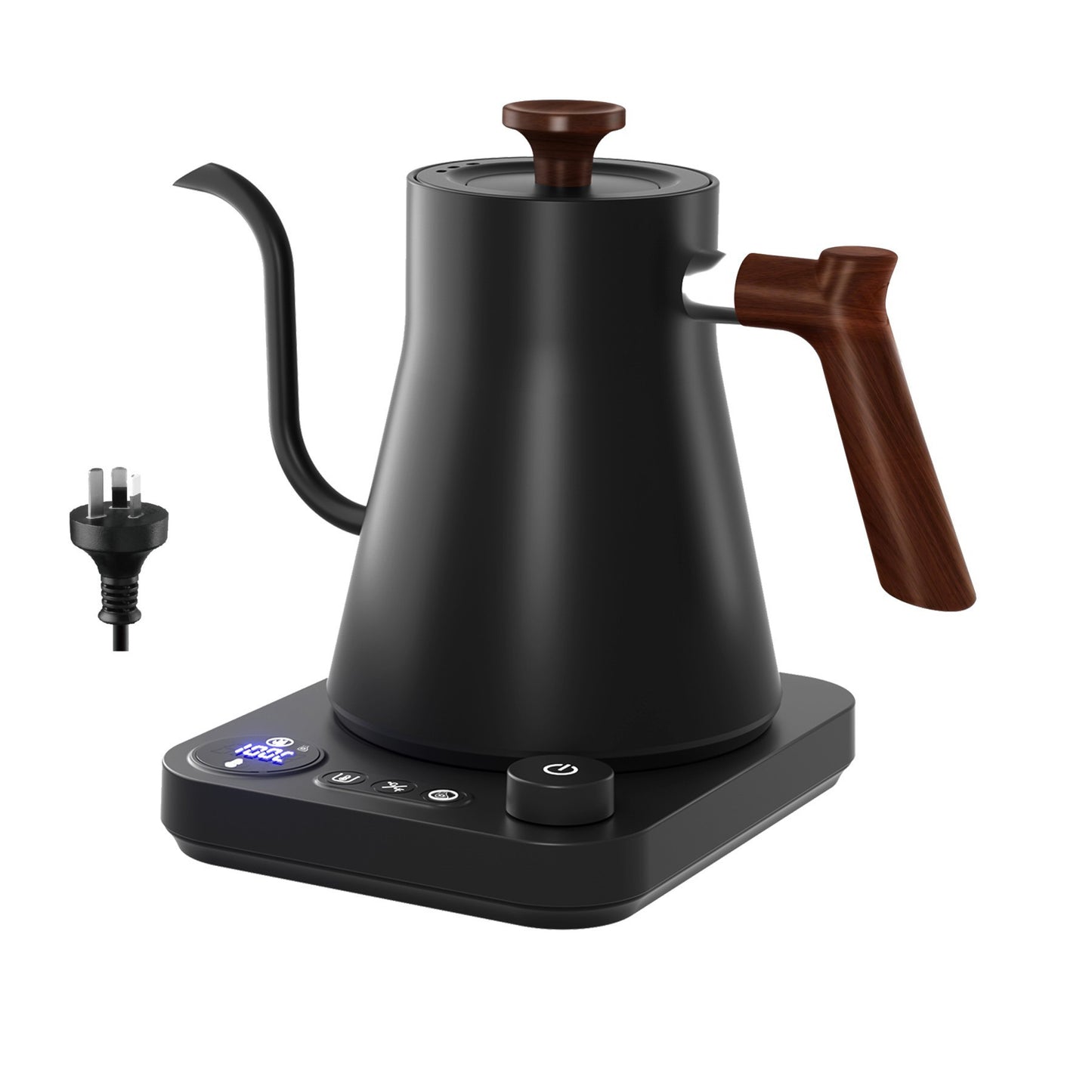 1200W Pour-over Electric Kettle Smart Gooseneck Kettle Black 1L