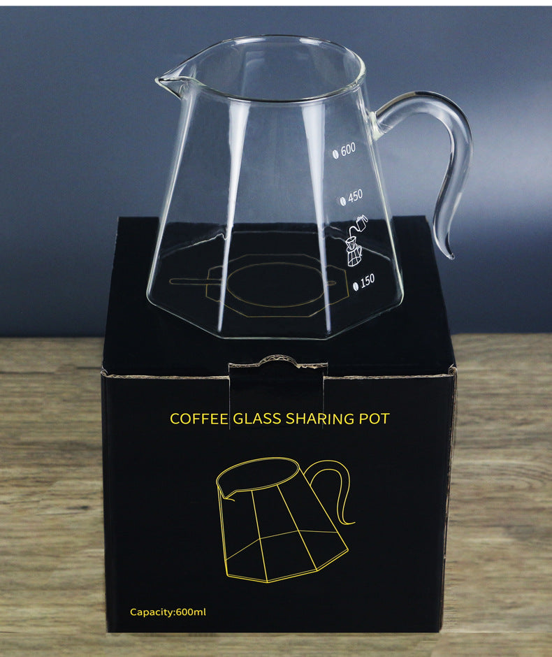 V60 Glass Coffee Range Server -- Octagon Design 600ML