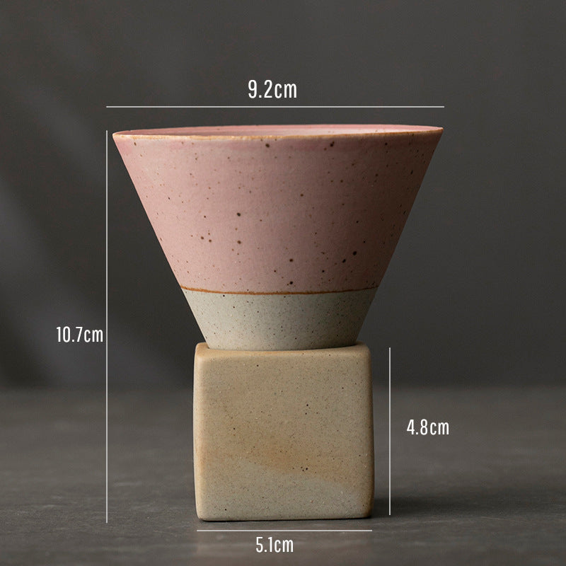 Pink Cone Type Ceramic Coffee Cup -- 150ML